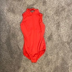 Revolution dancewear red leotard button back